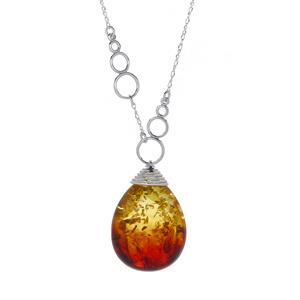 Baltic Ombre Amber Sterling Silver Necklace (31 x 24mm)