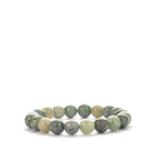 155.50ct Moss-in-Snow Burmese Jade Elastic Bracelet