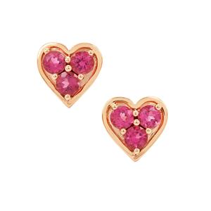 1.05ct Safira Tourmaline 9K Rose Gold Heart Earrings