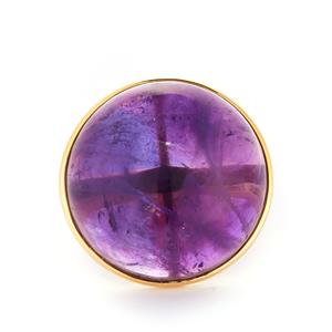 Size P to Q 46.85ct Zambian Amethyst Gold Overlay Sterling Silver Ring