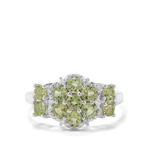 Red Dragon Peridot & White Zircon Sterling Silver Ring ATGW 1.52cts