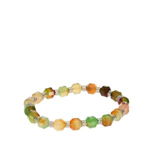 50cts Multi-Colour Agate Sterling Silver Stretchable Bracelet 