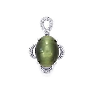 Cat's Eye Pendant with White Topaz in Sterling Silver 12.54cts