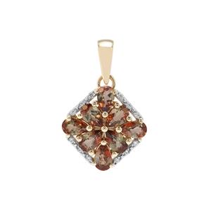 Sopa Andalusite Pendant with White Zircon in 9K Gold 1.70cts