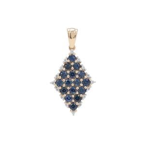 Australian Blue Sapphire Pendant with White Zircon in 9K Gold 1.80cts
