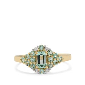 Nigerian Emerald & White Zircon 9K Gold Ring ATGW 1ct