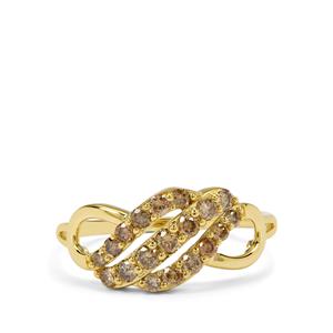 0.60ct Cape Champagne Diamonds 9K Gold Ring  