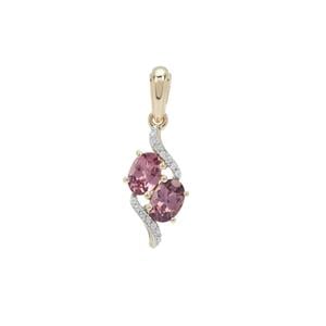 Mahenge Pink Spinel Pendant with White Zircon in 9K Gold 1.40cts