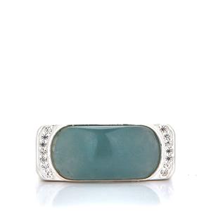 Olmec Jadeite Ring with White Zircon in Sterling Silver 5.60cts