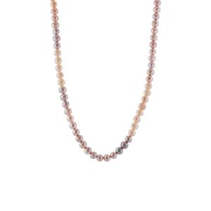 Ombre Lavender Freshwater Cultured Pearl Gold Tone Sterling Silver Necklace (6.50 to 7.50mm)