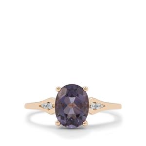 Blueberry Quartz Ring with White Zircon in 9K Gold 1.80cts