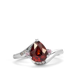 Red Zircon, Pink Sapphire & White Topaz Sterling Silver Ring ATGW 2.65cts