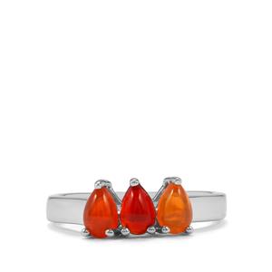 0.90ct Mexican Fire Opal Sterling Silver Ring