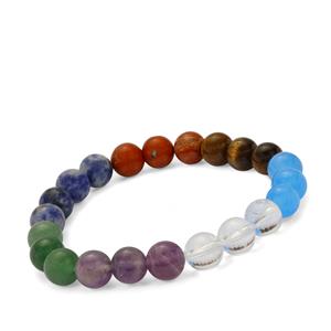 'Colours of the Chakras' Multi Gemstone Stretchable Bracelet ATGW 81cts