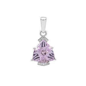 Wobito Alpine Cut Rose De France Amethyst Pendant with Diamond in 9K White Gold 4.30cts
