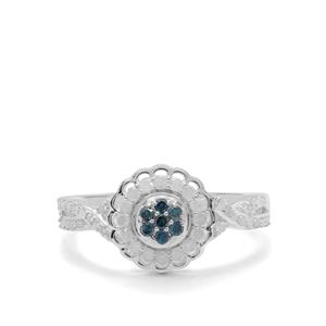 1/2ct Blue & White Diamond Sterling Silver Ring