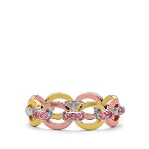 0.25ct Pink Tourmaline 9K Gold Ring With Rose & White Plating 