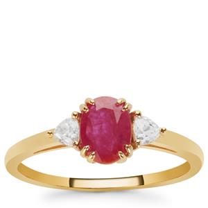 Montepuez Ruby Ring with White Zircon in 9K Gold 1.22cts