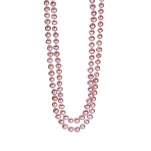 Naturally Lavender Cultured Pearl  (6x7mm) Sterling Silver Double Strand Necklace 