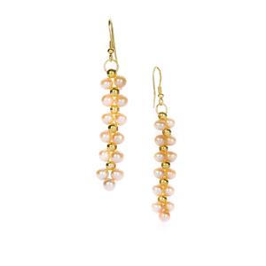 Naturally Peach Cultured Pearl Gold Tone Sterling Silver Earrings (5mm)