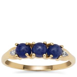 Burmese Blue Sapphire Ring with White Zircon in 9K Gold 1.45cts