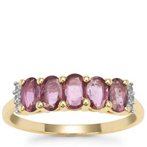 Thai Ruby Ring with White Zircon in 9K Gold 1.25cts