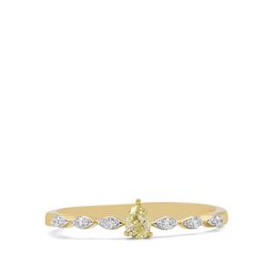 1/4ct Natural Yellow Diamond & White Diamonds 9K Gold Ring 