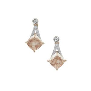 Champagne Serenite Earrings with White Zircon in 9K Gold 4.30cts