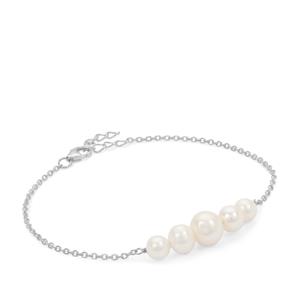 Freshwater Naturally Cultured Pearl Sterling Silver Bracelet (6 to 8mm)