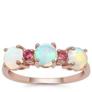Ethiopian Opal Ring with Safira Tourmaline in 9K Rose Gold 1.05cts
