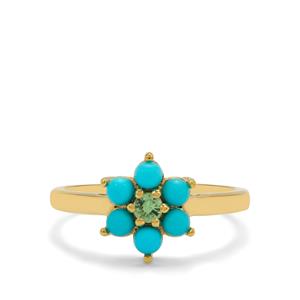 Tsavorite Garnet & Sleeping Beauty Turquoise Midas Ring ATGW 0.75ct