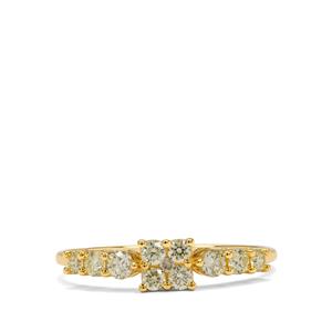 1/2ct Natural Canary and White Diamonds 9K Gold Ring
