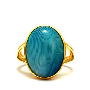 11.13cts Blue Banded Agate Gold Tone Sterling Silver Ring 