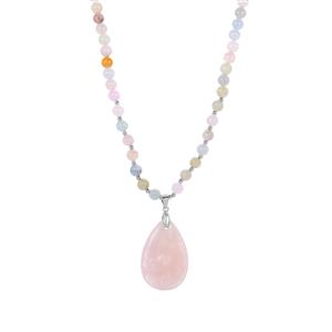 Multi-Colour Beryl Necklace with Morganite in Sterling Silver 100.30cts