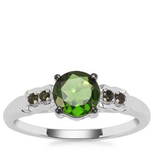 Chrome Diopside Ring with Green Tourmaline in Sterling Silver 1.06cts