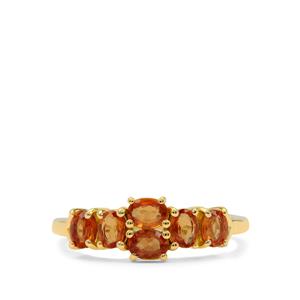 1.30ct Songea Orange Sapphire 9K Gold Ring