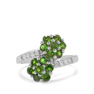 Chrome Diopside & White Zircon Sterling Silver Ring ATGW 1.70cts