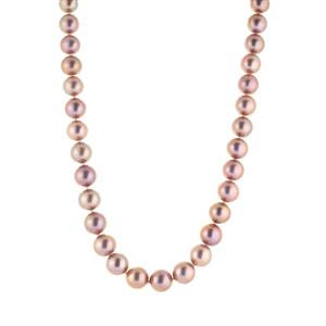 Naturally Lavender Edison Cultured Pearl Rhodium Flash Sterling Silver Necklace (10 to 12mm)
