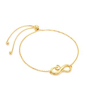 10" Midas Diamond Cut Infinity Heart Slider Bracelet 2.73g