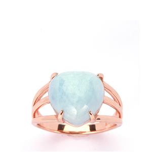 6.30ct Aquamarine Rose Gold Tone Sterling Silver Ring
