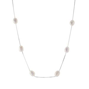 Freshwater Cultured Pearl Sterling Silver Necklace (10 x 7mm)