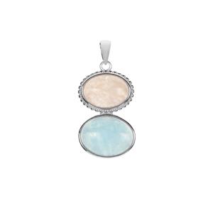 Morganite Pendant with Aquamarine in Sterling Silver 15.50cts