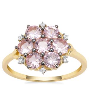 Pink Spinel Ring with White Zircon in 9K Gold 1.62cts