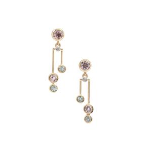 Cherry Blossom™ Morganite, Aquaiba™ Beryl Earrings with Diamond in 9K Gold 0.95ct