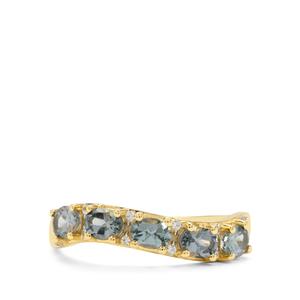 Tanzanian Grey Spinel Ring with White Zircon in 9K Gold 1ct