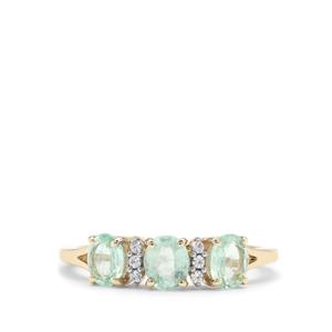 Siberian Emerald Ring with White Zircon in 9K Gold 1.1cts
