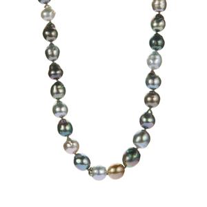 Tahitian Cultured Pearl Sterling Silver Graduated Necklace