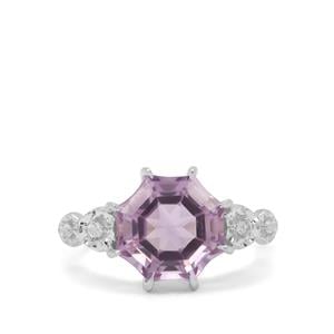  Mirror of Paradise Cut Rose De France Amethyst & White Zircon Sterling Silver Ring ATGW 4.65cts