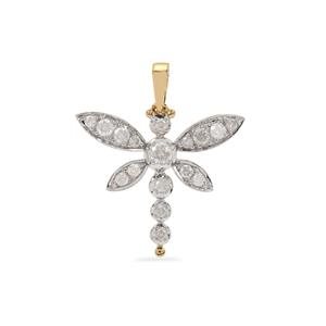 1/3ct Diamond 9K Gold Dragonfly Pendant  