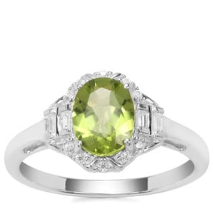 Red Dragon Peridot Ring with White Zircon in Sterling Silver 1.62cts